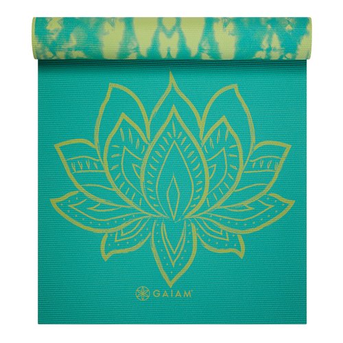 Gaiam Obojstranná podložka na jogu TURQUOISE LOTUS 173x61x0,6cm, zelená