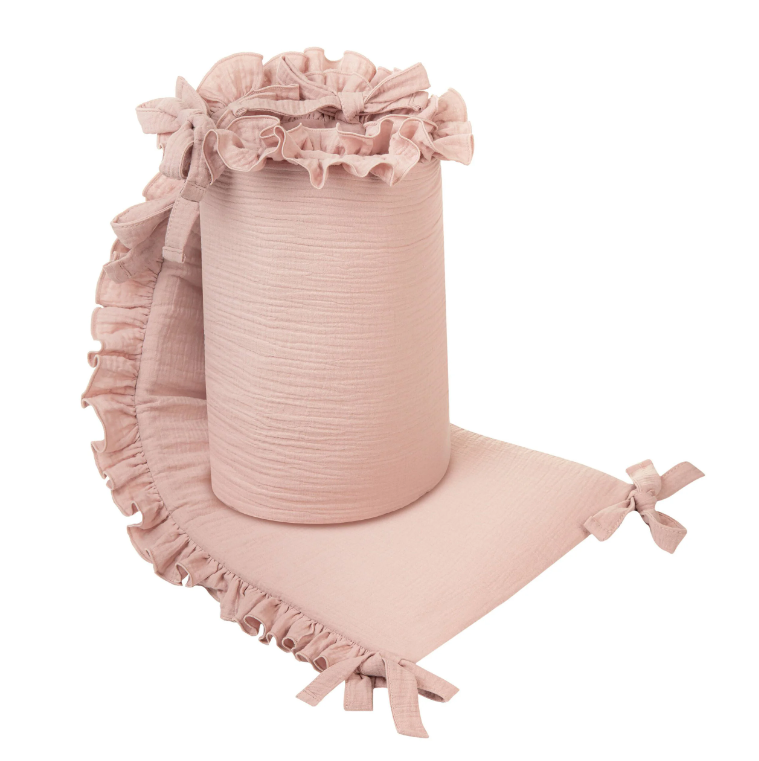 Mušelínový mantinel do postieľky Belisima Pink 180x33cm, ružová