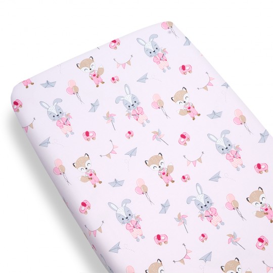 Babyboom Prestieradlo do postieľky Zvieratká s balónmi 120x60cm