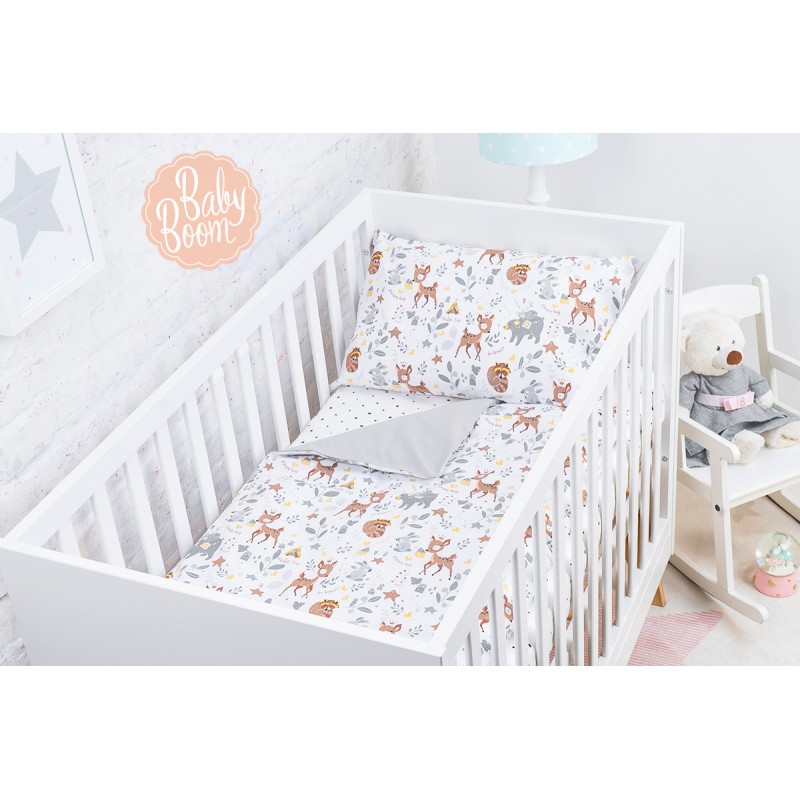 BabyBoom Obojstranné obliečky na vankúš a paplón Srnky v lese 120x90cm a 60x40cm