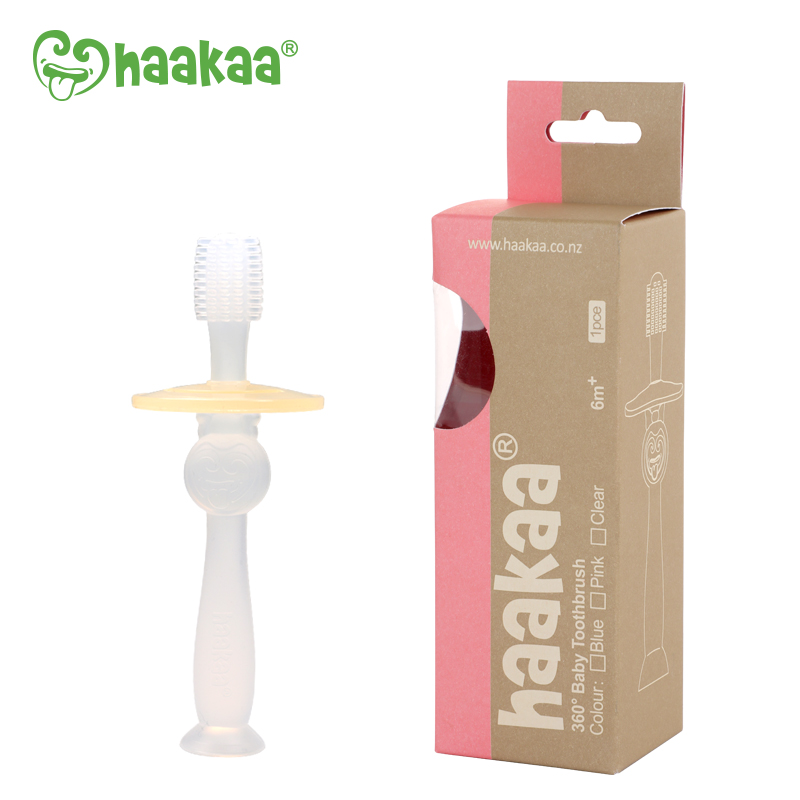 Haakaa Prvá kefka na masírovanie ďasienok a čistenie zúbkov 360° - biela