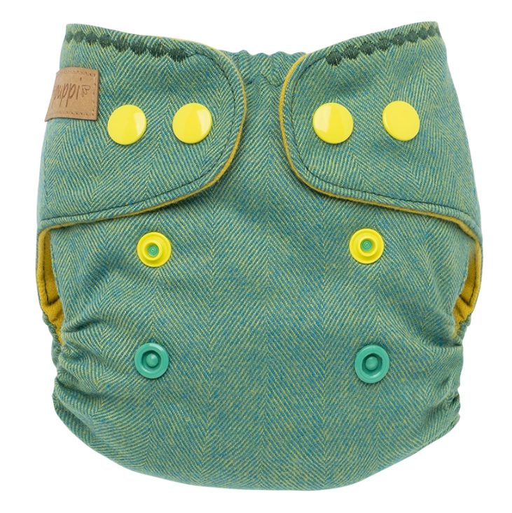 PUPPI Vrchné nohavičky z Merino vlny "Green Herringbone" Novorodenec cvoky