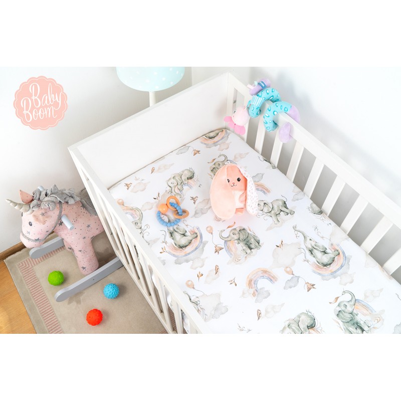 Babyboom Prestieradlo do postieľky Sloník 120x60cm