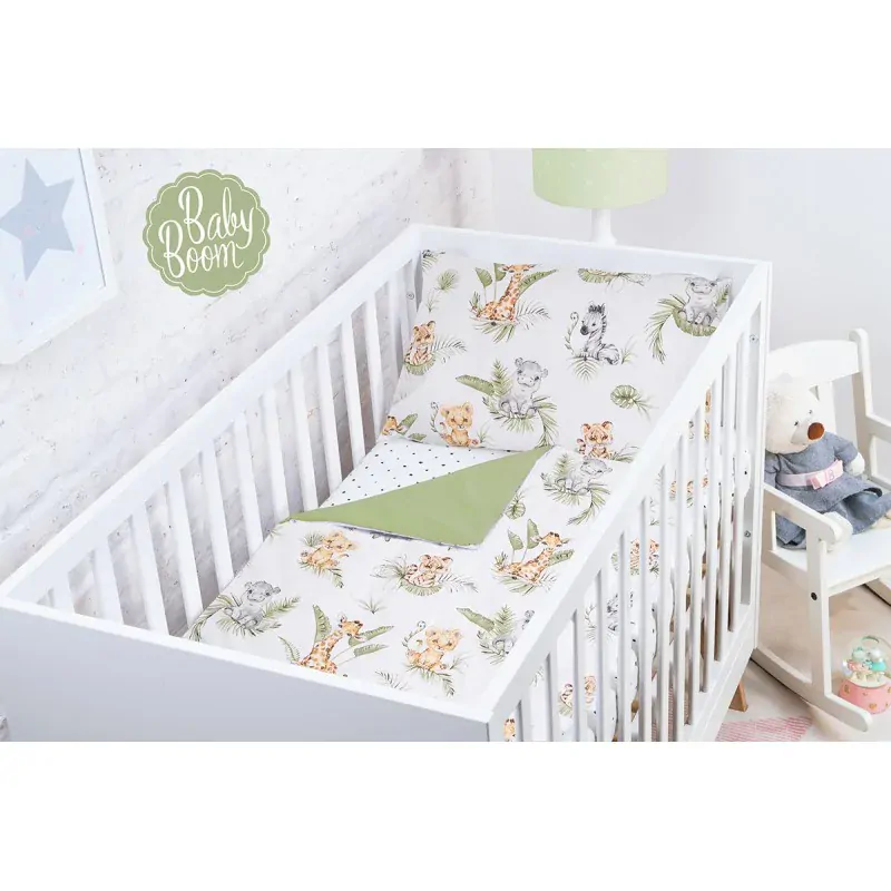 BabyBoom Obojstranné obliečky na vankúš a paplón Džungľa 120x90cm a 60x40cm