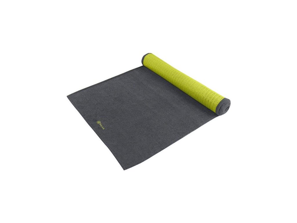 GAIAM Protišmykový uterák na podložku na cvičenie jogy GRAY/CITRON sivý