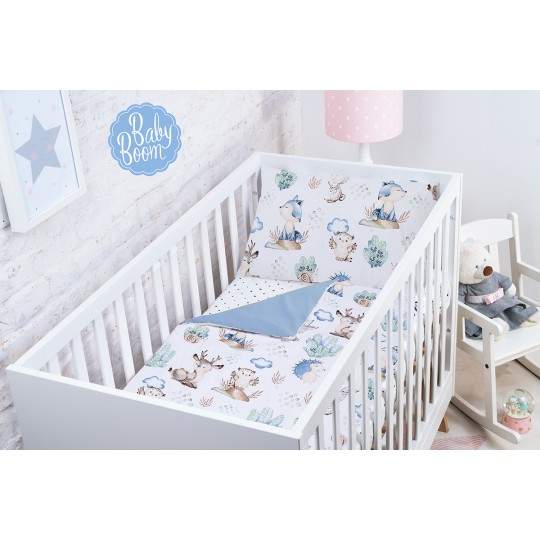 BabyBoom Obojstranné obliečky na vankúš a paplón Zvieratká 120x90cm a 60x40cm