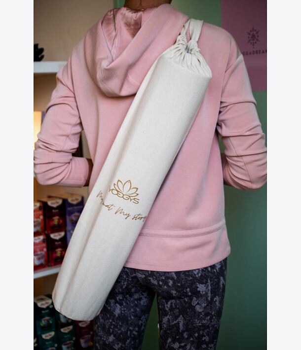 YOGGYS Luxusná prenosná taška na podložky na cvičenie, smotanová
