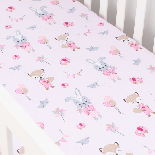 Babyboom Prestieradlo do postieľky Zvieratká s balónmi 120x60cm