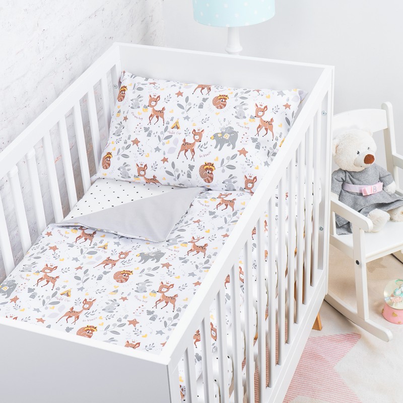 BabyBoom Obojstranné obliečky na vankúš a paplón Srnky v lese 120x90cm a 60x40cm