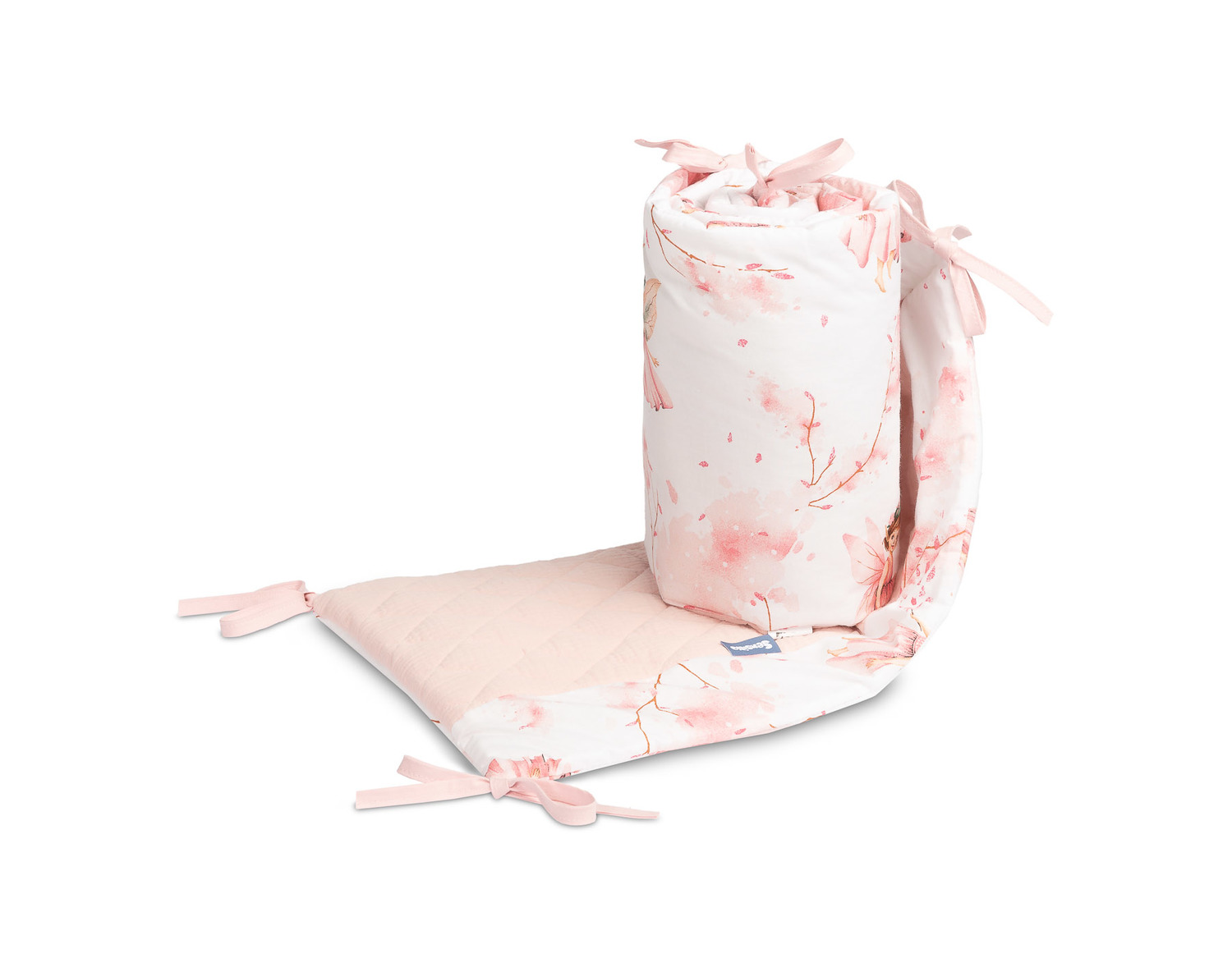 SENSILLO Mantinel do postieľky Mušelín Fairy pink 180x30cm, ružová