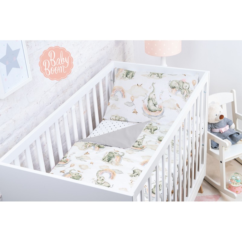 BabyBoom Obojstranné obliečky na vankúš a paplón Sloník 120x90cm a 60x40cm