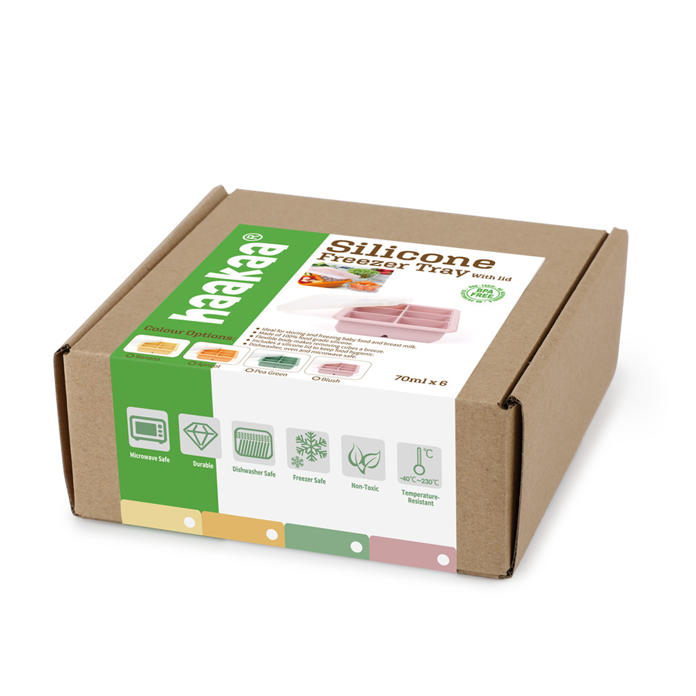 Haakaa Silikónová forma na mrazenie jedla a materského mlieka 6x70ml - staroružová