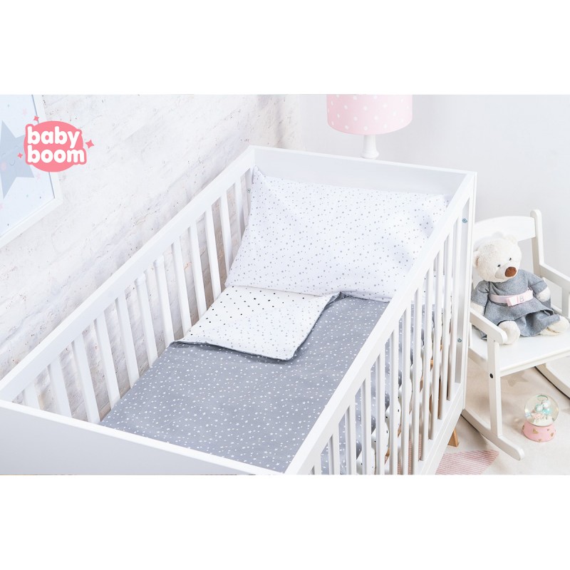 BabyBoom Obojstranné obliečky na vankúš a paplón Hviezdičky 120x90cm a 60x40cm