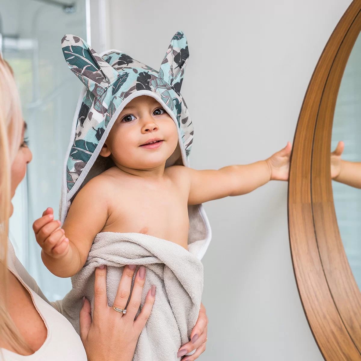 BabyOno Detská froté osuška s uškami 100x100cm béžová