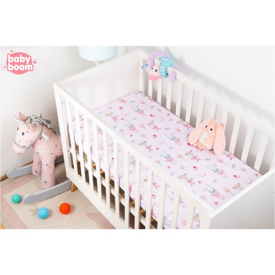 Babyboom Prestieradlo do postieľky Zvieratká s balónmi 120x60cm