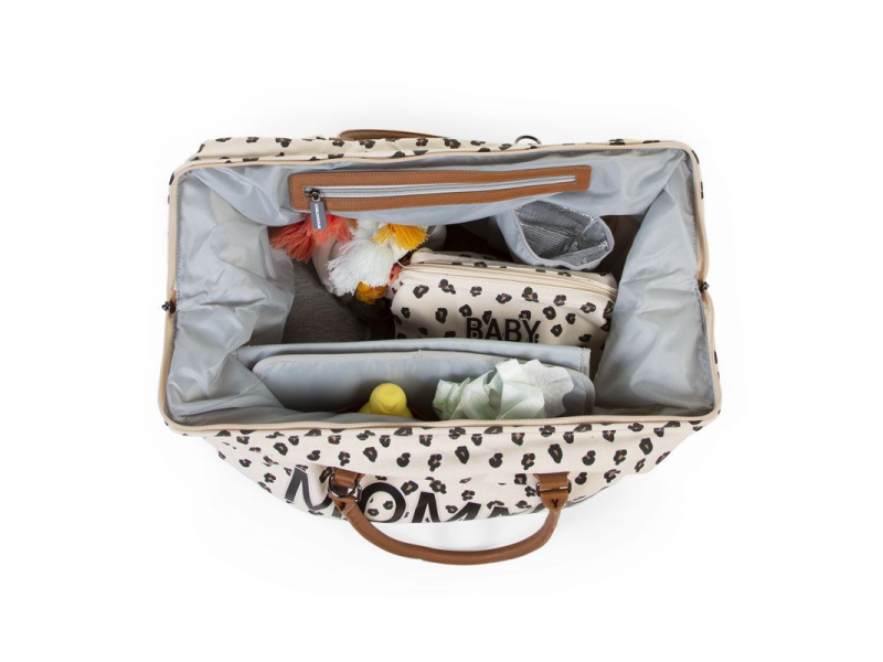 CHILDHOME Prebaľovacia taška MOMMY BAG BIG CANVAS LEOPARD