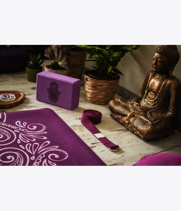 YOGGYS Dizajnová podložka na jogu HAMSA PURPLE 183x61x0,15cm fialová