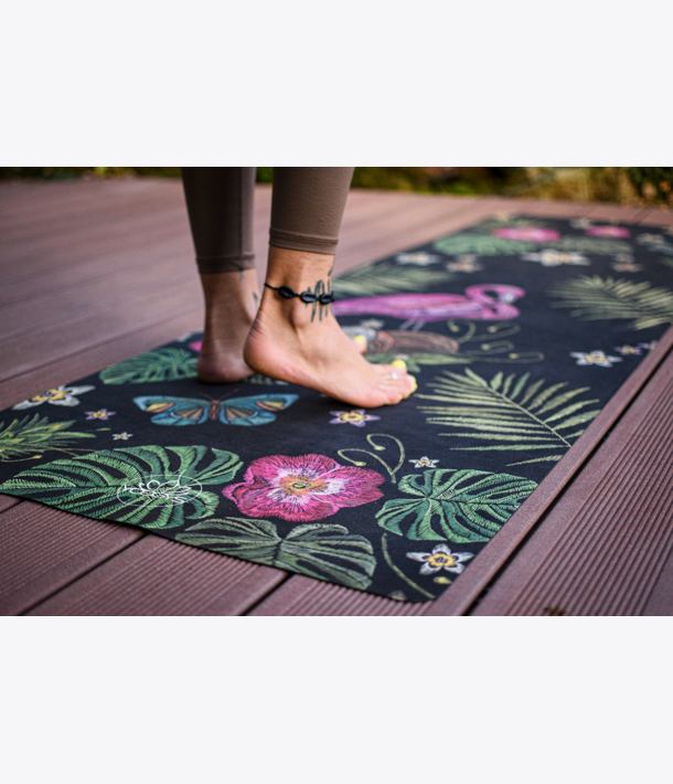 YOGGYS Dizajnová podložka na jogu FLAMINGO 183x61x0,35cm