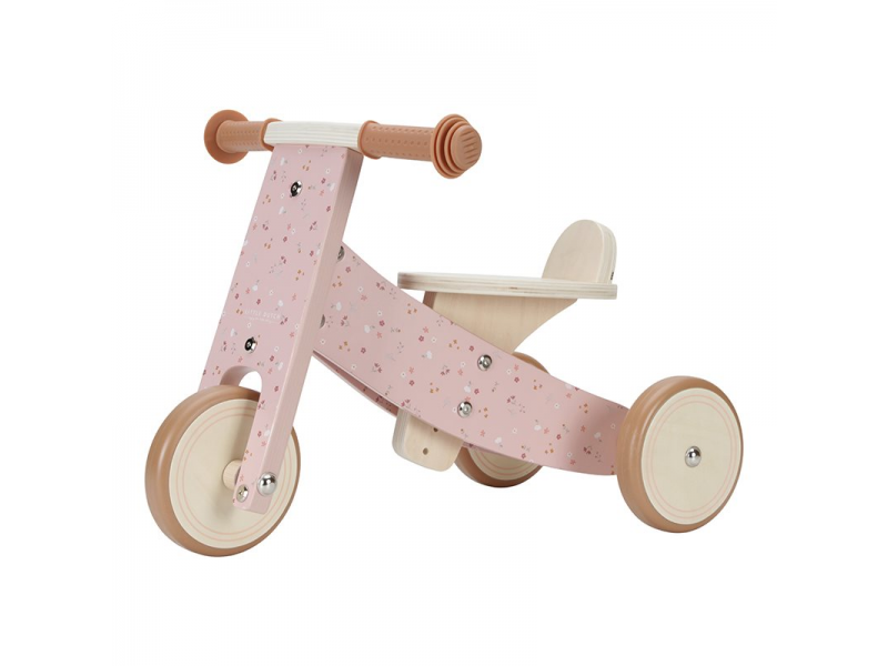 LITTLE DUTCH Odrážadlo trojkolka drevená Pink