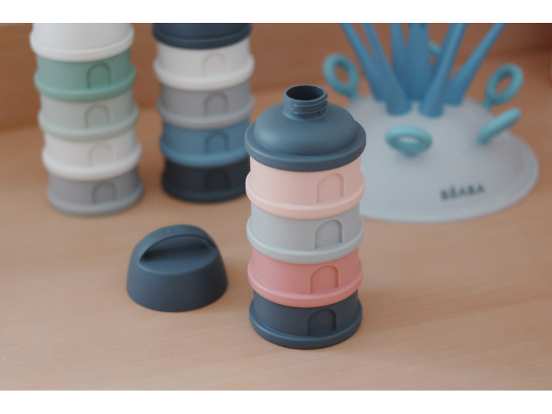 BEABA Súprava téglikov na sušené mlieko / desiatu Mineral Grey / Pink