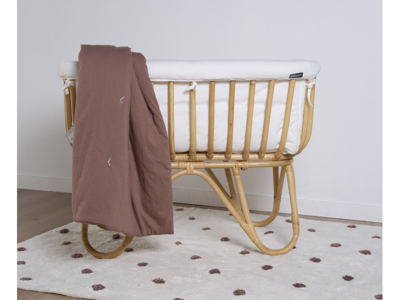 CHILDHOME Košík na bábätko ratanový + matrac + poťah Jersey Off White