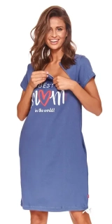 DOCTOR NAP Materská a dojčiaca nočná košeľa Best Mom pre tehotné ženy a dojčiace mamičky, modrá
