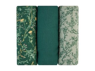 KIKKABOO Plienky mušelínové 75x75 cm 3ks Secret Garden Green