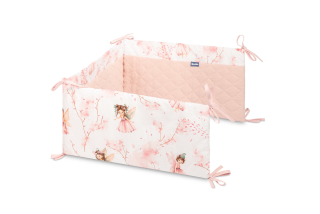 SENSILLO Mantinel do postieľky Mušelín Fairy pink 180x30cm, ružová