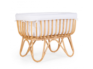 CHILDHOME Košík na bábätko ratanový + matrac + poťah Jersey Off White