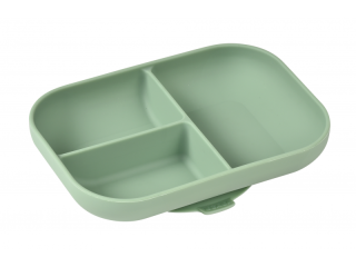 BEABA Tanier silikónový delený s prísavkou Sage Green, zelený