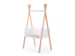 CHILDHOME Postieľka Tipi drevená + stojan na oblečenie